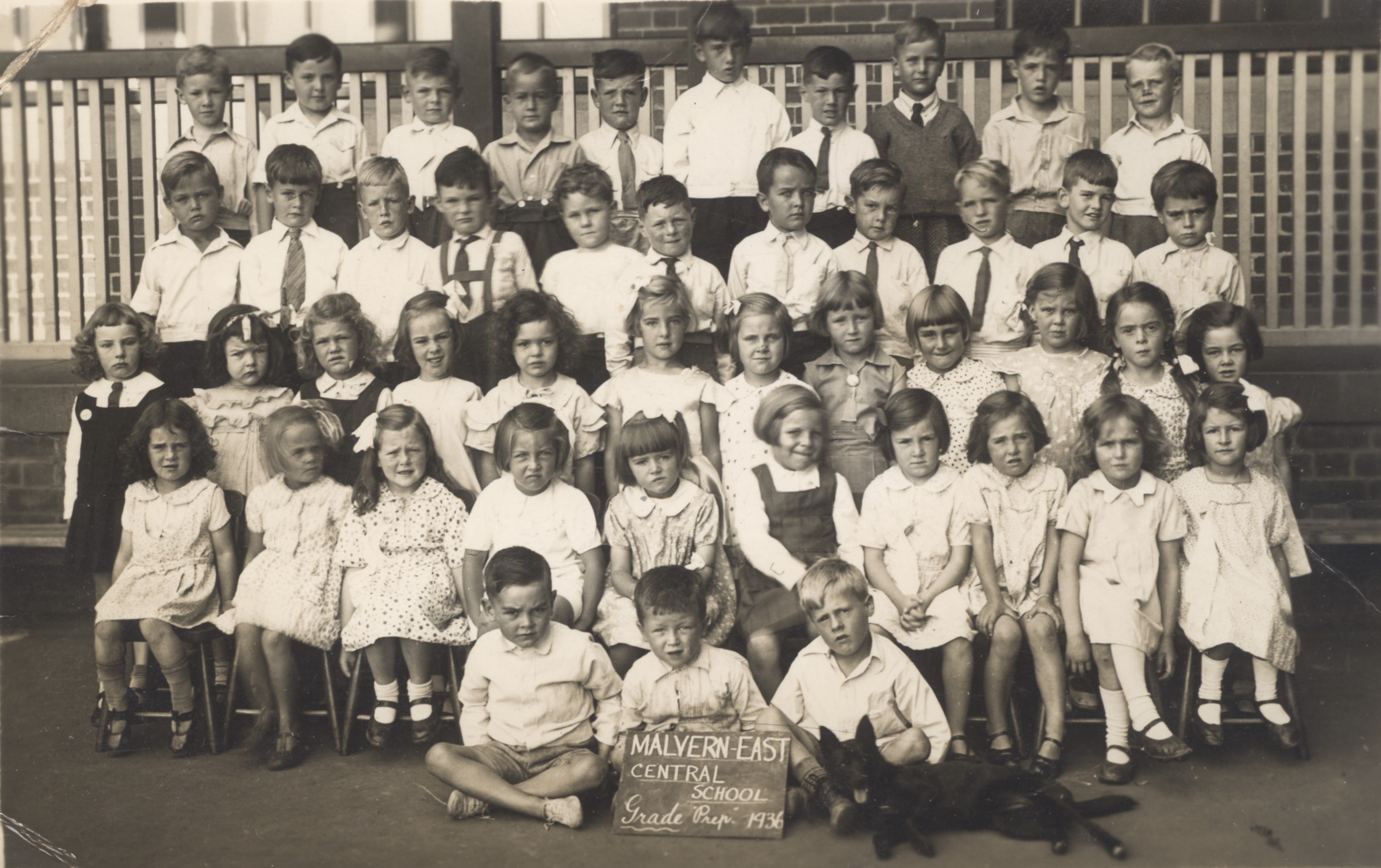 Photograph of the Prep class at Malvern East Central School 1936