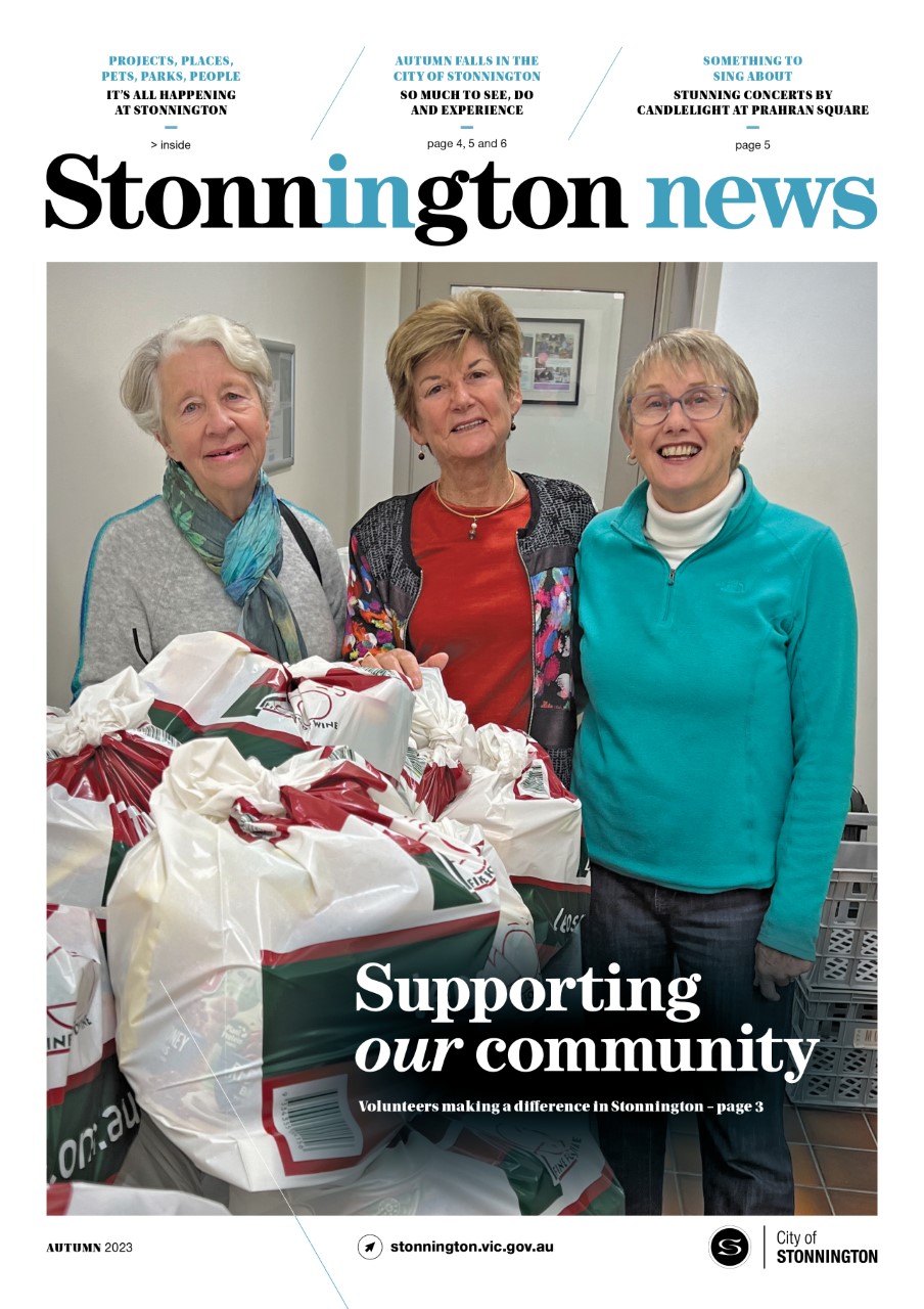 Cover of Stonnington News featuring 3 volunteers