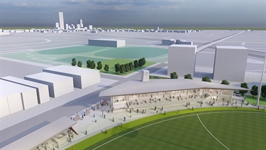 Toorak Park pavilion and oval artist impression