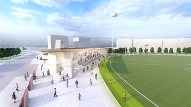 Toorak Park pavilion and oval artist impression