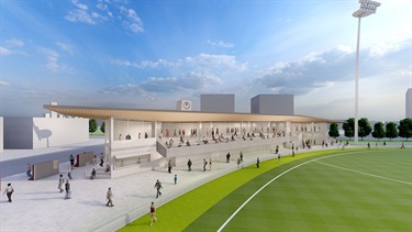 Toorak Park pavilion and oval artist impression