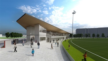 Toorak Park pavilion and oval artist impression