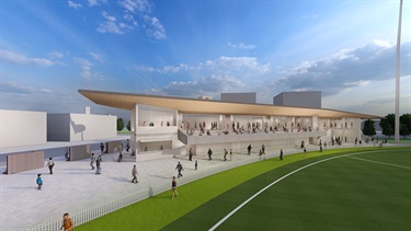 Toorak Park pavilion and oval artist impression