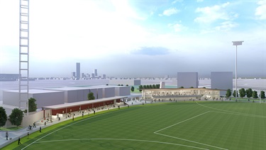 Toorak Park pavilion and oval artist impression