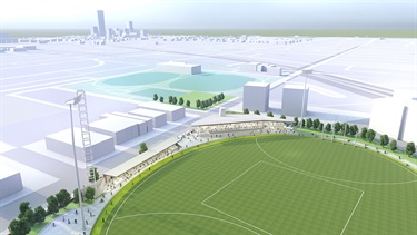 Toorak Park pavilion and oval artist impression