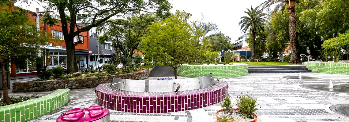 Seating and water feature
