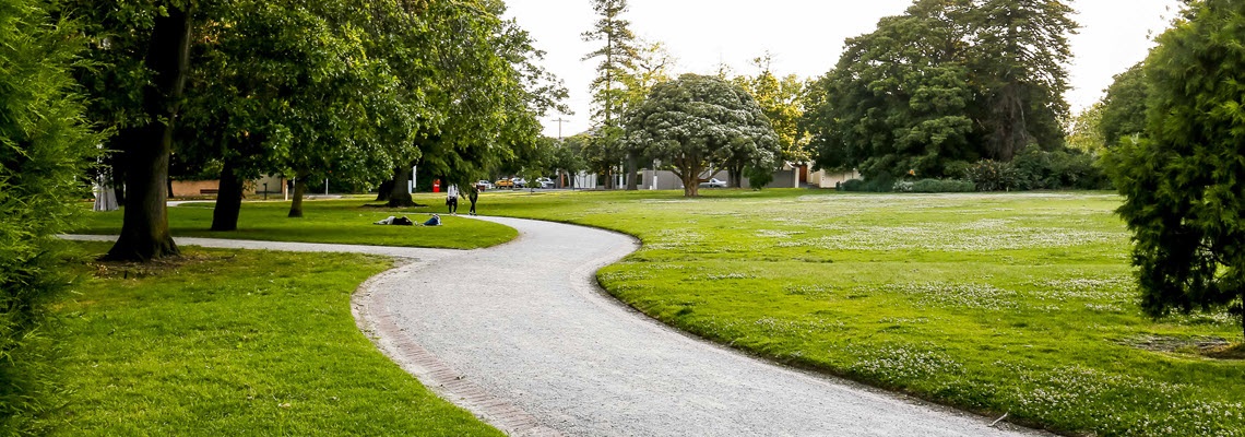 View down paved path