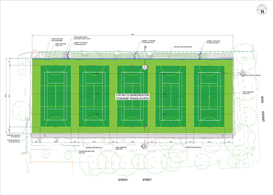 Orrong Tennis Club design drawing